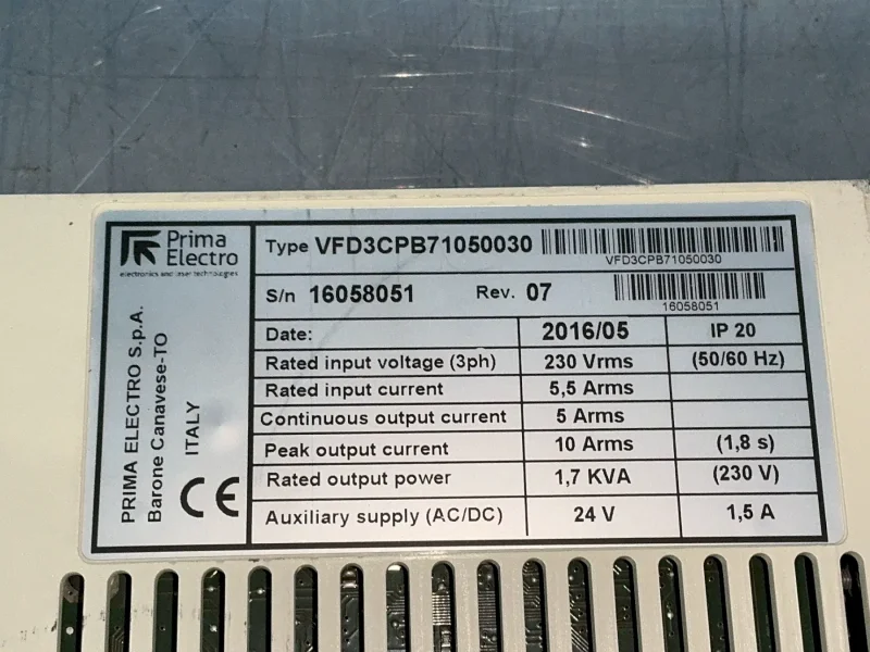PRIMA ELECTRO SERVO DRIVE  -  VFD3CPB71050030