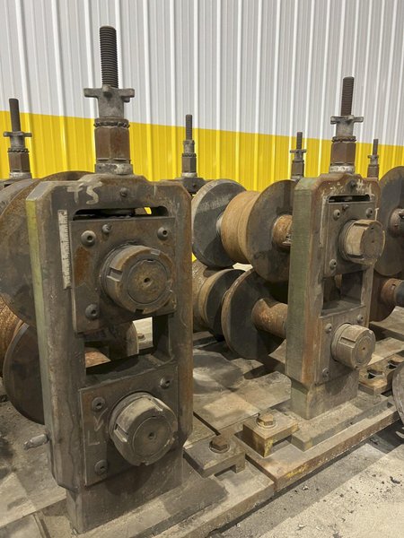 12 STAND X 3&quot; ARBOR X 20&quot; ROLLSPACE ASC RAFTED ROLLFORMER STANDS ON 3 BASES: STOCK #19936