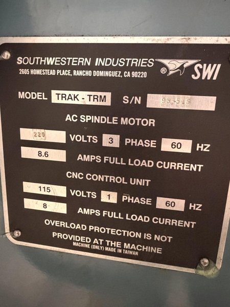 SWI Trak TRM 2 Axis CNC Vertical Bed Mill