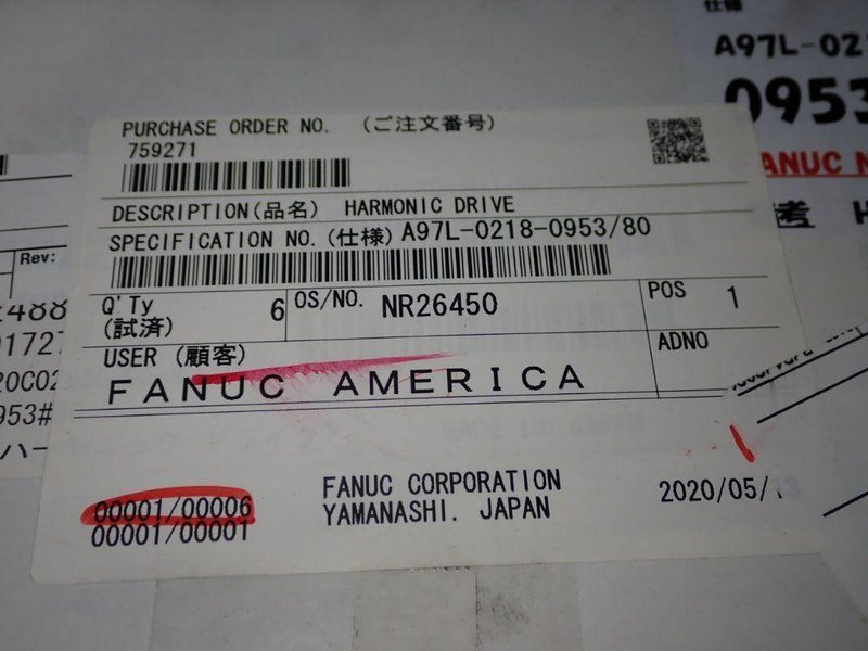 FANUC HARMONIC DRIVE REDUCER  -  A97L-0218-0953#80