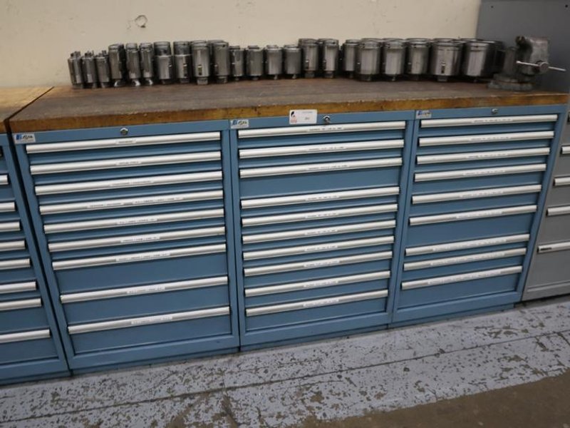 112 and Marathon 112, Turret Punch Tooling, (3) Lista Cabinets with Maple Top Loaded with Tooling- Auction Item