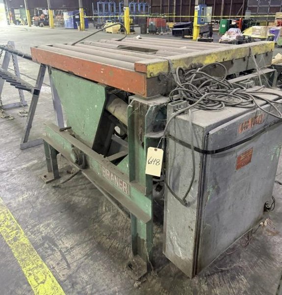 6,000 LB X 48" LBS BRANER HYDRAULIC DOWNLAYER TABLE. STOCK # 0435626