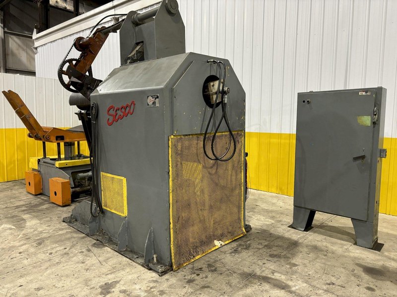 30,000 LB X 60&quot; SESCO MODEL #55-523 MOTORIZED COIL REEL UNCOILER W/ COIL CAR: STOCK #21952