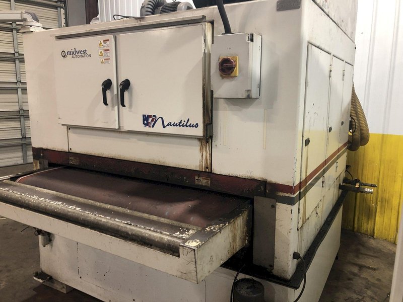 63&quot; MIDWEST AUTOMATION MODEL #N3-6375 3 HEAD WET TYPE BELT DEBURRING GRINDER MACHINE: STOCK 18225