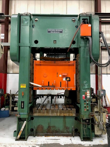 200 ton Brown Boggs SS2-200-60-42 Straight Side Press, New 1993