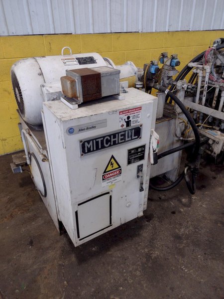 25,000 LB. MITCHELL (4) DIE IN LINE TUBULAR CONVEYOR ROLL SHAFT END FORMING MACHINE: STOCK #15298