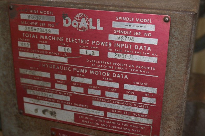 6' X 12' DOALL MODEL #VS612 HORIZONTAL SURFACE GRINDER: STOCK #73267