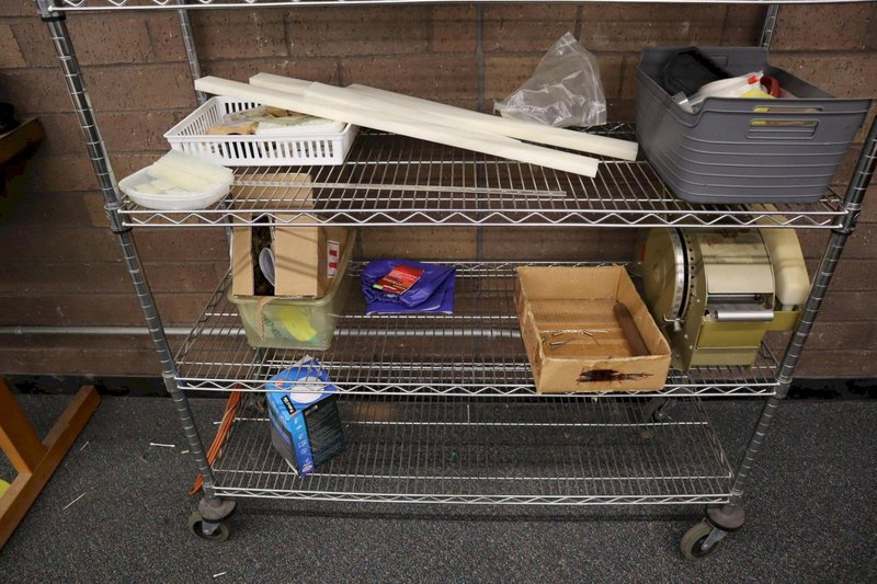 Rolling Wire Racking Unit with 6 Adjustable Shelves and Assorted Contents- Auction Item