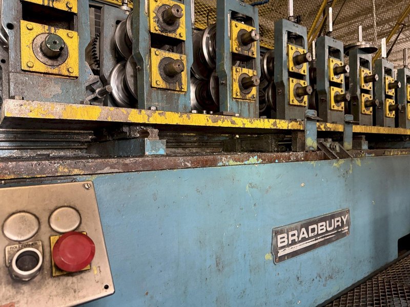 12 STAND X 2" ARBOR X 12" ROLLSPACE BRADBURY STUD MILL/ROLLFORMING LINE. STOCK # 0759026