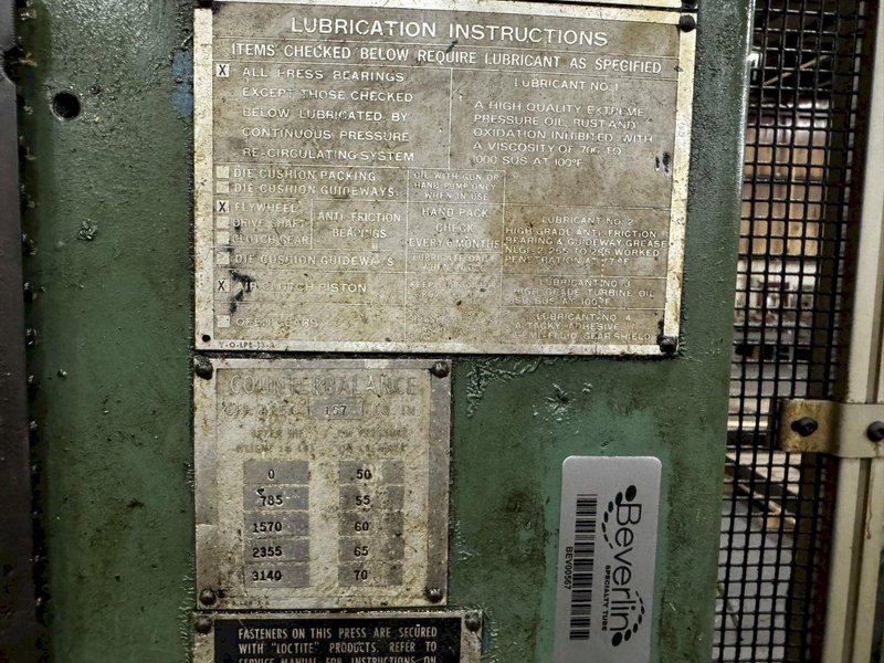 150 TON MINSTER E2-150-42-30 HEVI-STAMPER STRAIGHT SIDE PRESS. STOCK # 0882825