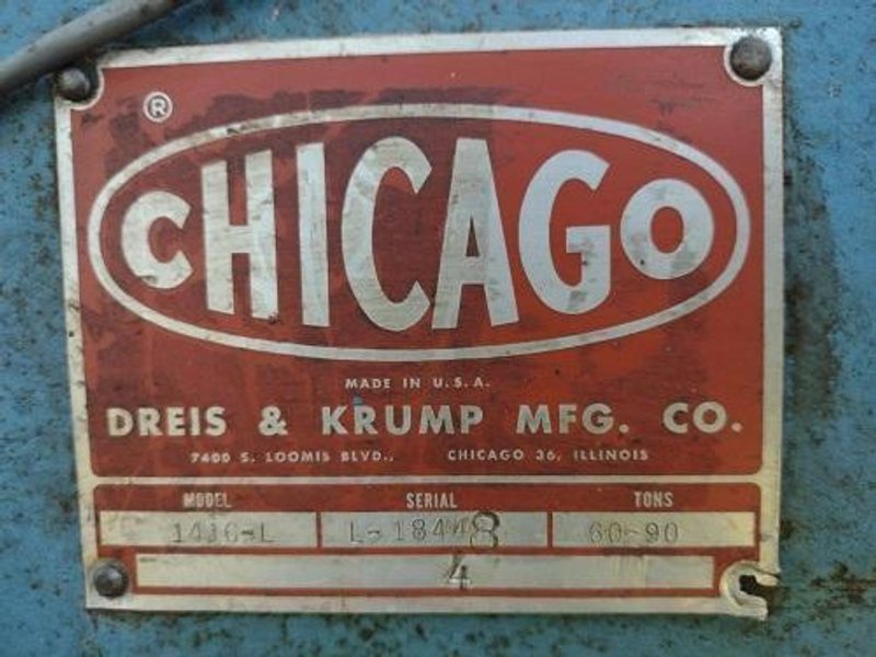 90 TON x 16' CHICAGO DREIS &amp; KRUMP MODEL#1416-L MECHANICAL PRESS BRAKE