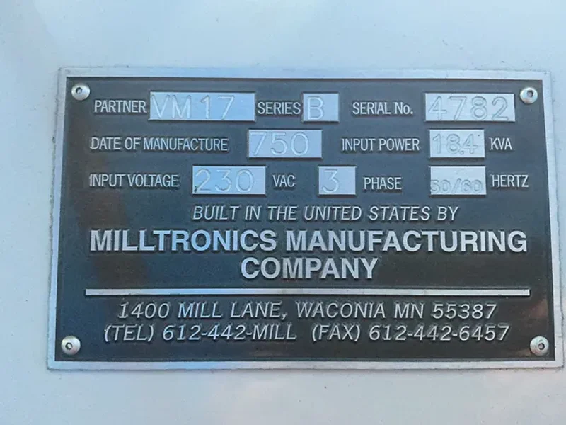 MILLTRONICS MANUFACTURING 16”X60” TABLE CNC VMC  -  VM17