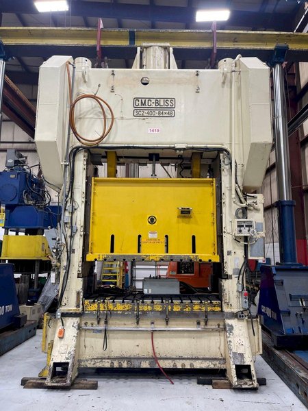 400 ton Bliss SC2-400-84-48 Used Straight Side Mechanical Metal Stamping Press For Sale, Year 1980, Good Running Press!