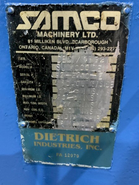 6000 LB X 16" SAMCO DOUBLE END COIL REEL: STOCK #80851