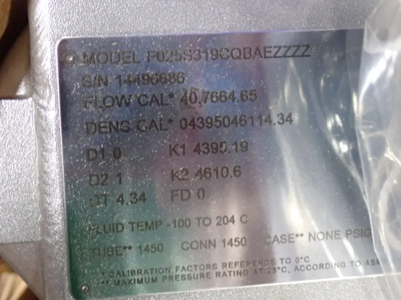 EMERSON FLOW AND DENSITY METER  -  F025S319CQBAEZZZZ