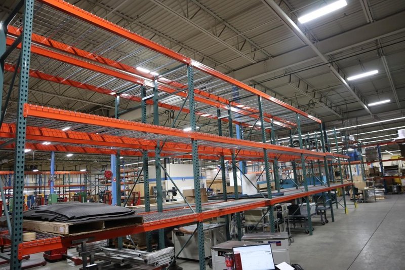 Pallet Racking - (2) Back to Back Bays: (14) 14'H x 42" Uprights, Teardrop Style, (24) 9' Shelves, (8) 8' Shelves, Wire Decking - NO CONTENTS- Auction Item