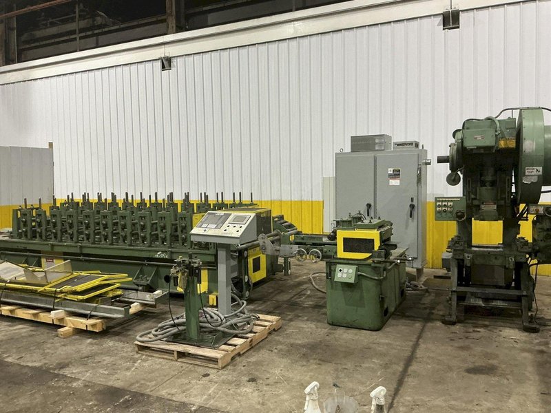 10/12 STAND BRADBURY ROLLFORMING LINE, COIL REEL, SERVO FEED, PREPUNCH, ROLLFORMER, CUTOFF PRESS : YOBRO 25086