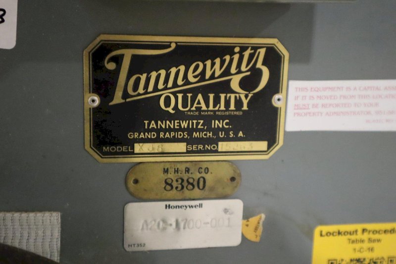 Tannewitz XJS Sliding Table Saw with 0-45 Degree Blade Tilt, 16" Blade and Accessories- Auction Item