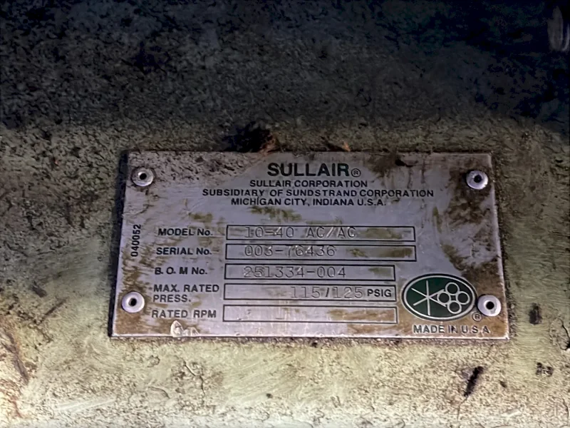 SULLAIR 115/125 PSIG AIR COMPRESSOR  -  10-40 AC/AC