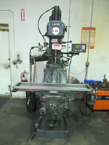 Lagun FTV-2 Vertical Knee Mill with Newall Topaz 2-Axis DRO, Mitutoyo Quill Scale, Servo Power Feed Table- Auction Item