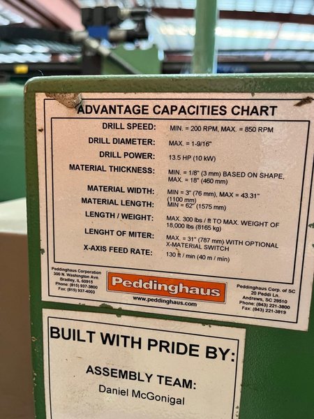 Peddinghaus PCD-1100/3B 3-Head Automated Beam Drill Line, 2018 – Power Conveyor, Transfer Table, Horizontal Band Saw