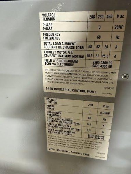 20 HP QGS‑20 Rotary Screw Air Compressor, 2015 – 125 PSI, 82 CFM, 2200 hours