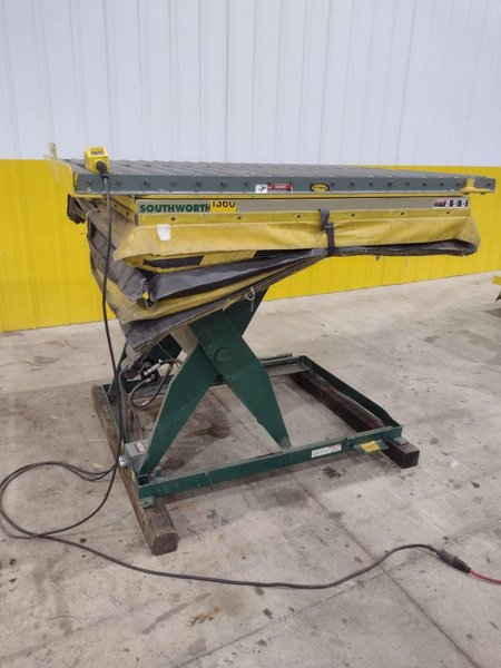 60&quot; X 48&quot; X 3500 LB SOUTHWORTH MODEL #LS4-36 DOUBLE ROLLER TOP LIFT TABLE, 110V SINGLE PHASE: STOCK #20927