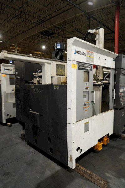 Okuma 2SP-250H Twin Spindle Twin Turret CNC Lathe, 2017 – Chip Conveyor, Robot Loader, Transformer, Inspection Reports from Gosiger