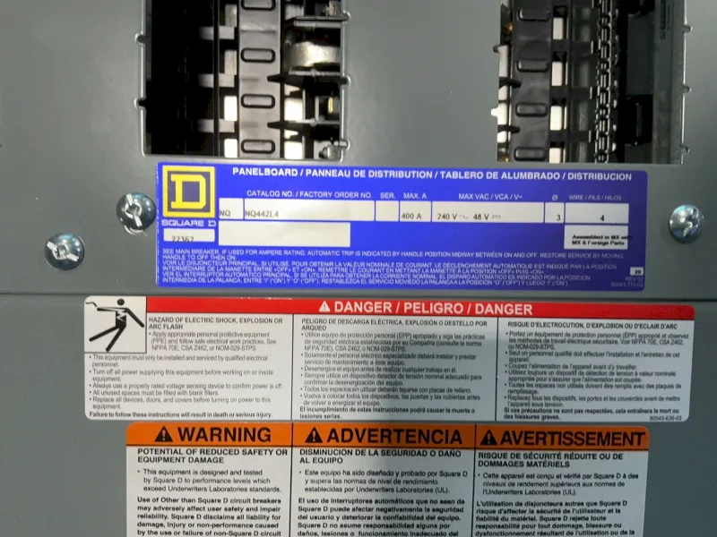SQUARE D ELECTRIC 400 AMPS PANELBOARD   -  NQ442L4