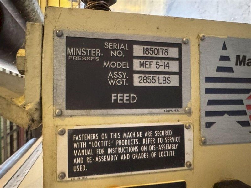 14&quot; WIDE MINSTER MEF 5-14 FEEDER 14&quot; WIDE MINSTER MEF 5-14 FEEDER. STOCK # 1107925