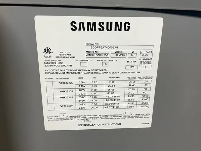 SAMSUNG AIR CONDITIONER  -  AM060TNZDCH/AA