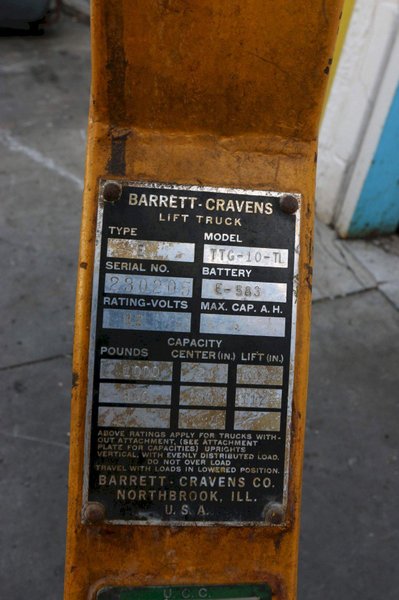 BARRETT POWER WALK BEHIND FORKLIFT: STOCK #70814