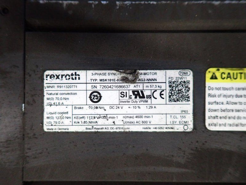 REXROTH SERVO MOTOR  -  MSK101E-0300-FN-MI-BG2-NNNN