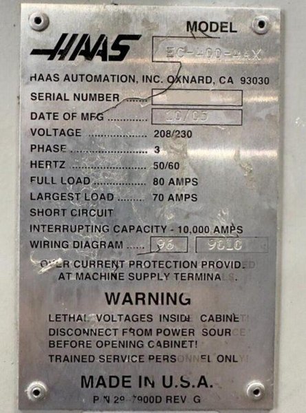 Haas EC-400 Horizontal Machining Center – Mill