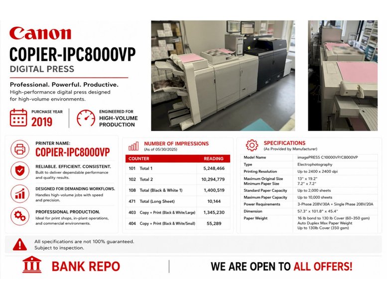 CANON Copier-IPC8000VP w/ Fiery Rips