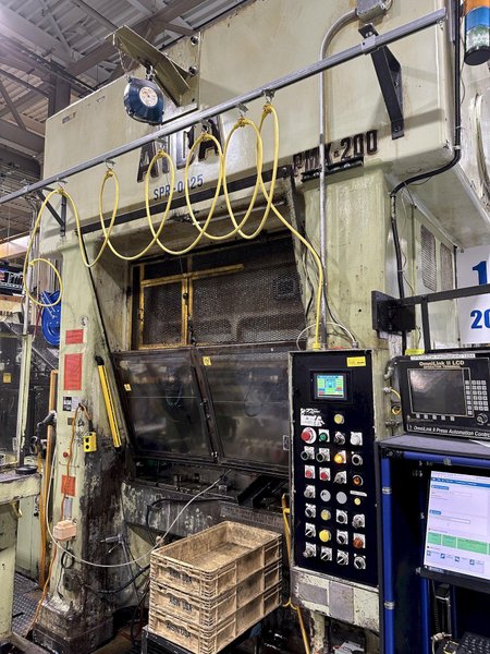 220 TON AIDA #PMX-L2-200H SSDC PRESS LINE, COMPLETE WITH CWP SPACE SAVER COIL FEED LINE: STOCK #22213