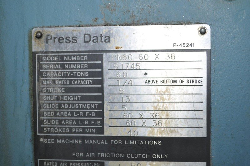 60 TON NIAGARA SSDC PRESS