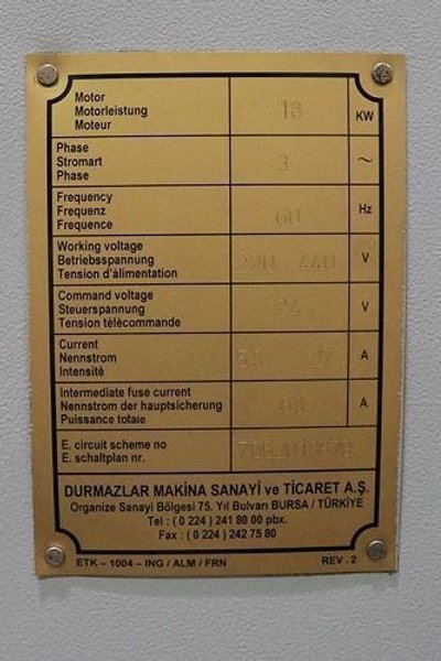 12' X 220 TON DURMA MODEL# 37200 CNC HYDRAULIC PRESS BRAKE