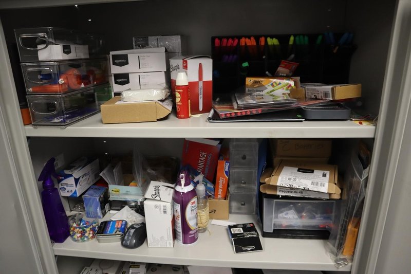 Metal Cabinet and Contents Office Supplies- Auction Item