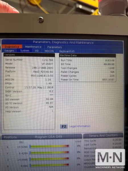 HAAS VF-2SSYT 4-axis CNC Vertical Machining Center, 2018