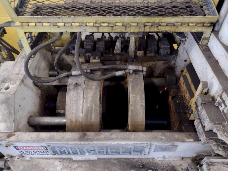 25,000 LB. MITCHELL (4) DIE IN LINE TUBULAR CONVEYOR ROLL SHAFT END FORMING MACHINE: STOCK #15298