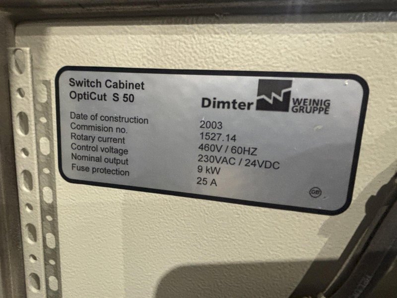 4" HIGH X 12" WIDE DIMTER OPTICUT MODEL #S50 CROSS-CUT AUTOMATIC WOOD SAW, NEW 2003: STOCK #22921