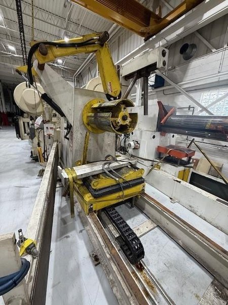 15,000 lbs. x 18&quot; Wide Coe Press Equipment Coil Reel and Coe Powered Straightener For Sale