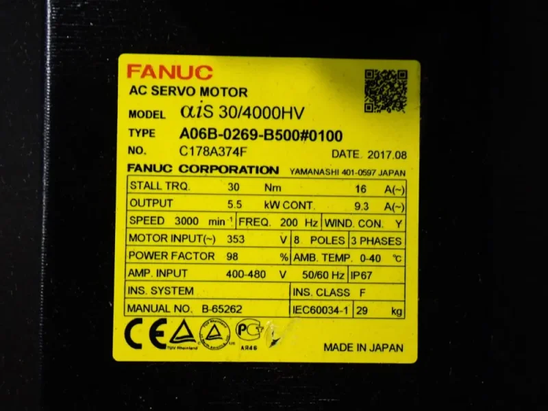 FANUC 3000 RPM SERVO MOTOR  -  A06B-0269-B500#0100