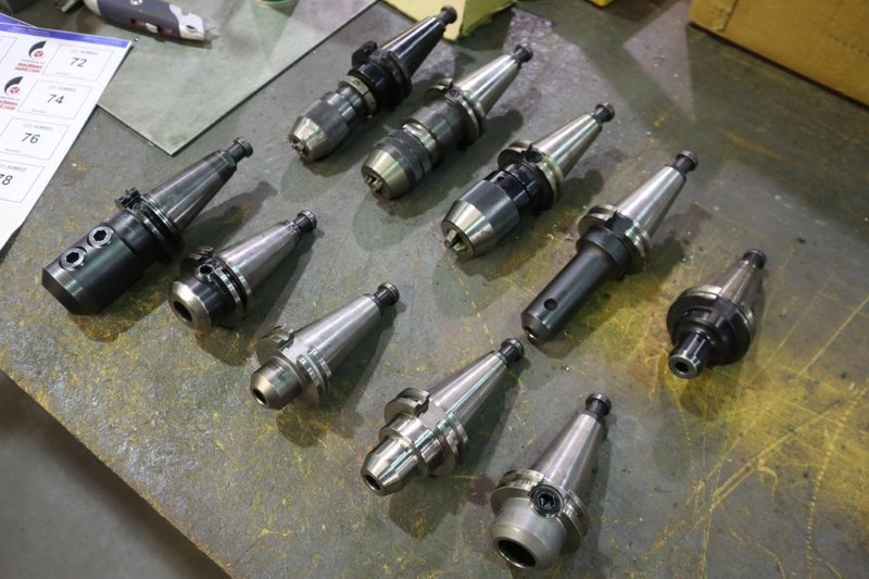 CT40 Taper Tool Holders: (3) Keyless Drill Chucks, (7) End Mill Holders- Auction Item