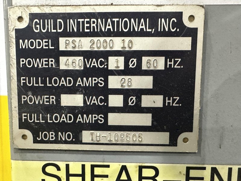 10&quot; GUILD MODEL #PSA-200 SHEAR END COIL STRIP WELDER: STOCK #22606