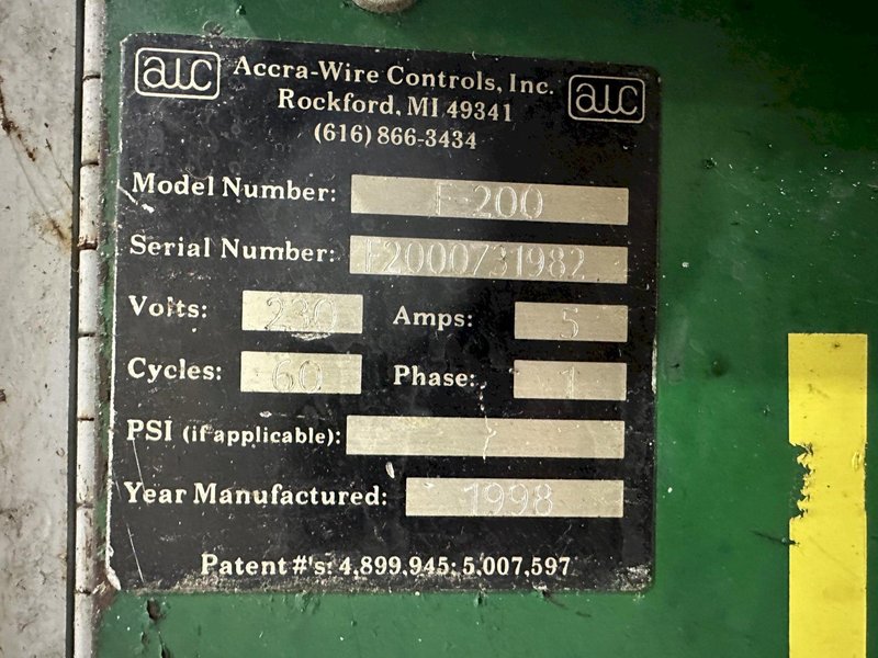 5,500 LBS X 48&quot; AWC (ACCRA-WIRE CONTROLS) MODEL #F-200 HORIZONTAL PALLET TYPE POWERED DE-COILER REEL: STOCK #20066