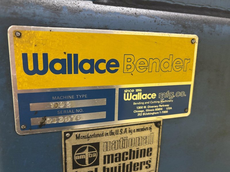 2&quot; WALLACE MODEL #1002 PROGRAMMABLE HYDRAULIC PIPE &amp; TUBE BENDER: STOCK #23183