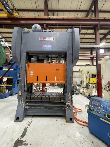 400 ton Bliss SC2-400-84-48 Used Straight Side Double Crank Mechanical Metal Stamping Press, Year 1986