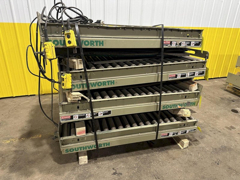 3800 LBS X 60" X 42" SOUTHWORTH HYDRAULIC SCISSOR LIFT TABLE WITH ROLLER CONVEYOR TOP, 110 VOLT: STOCK #20891